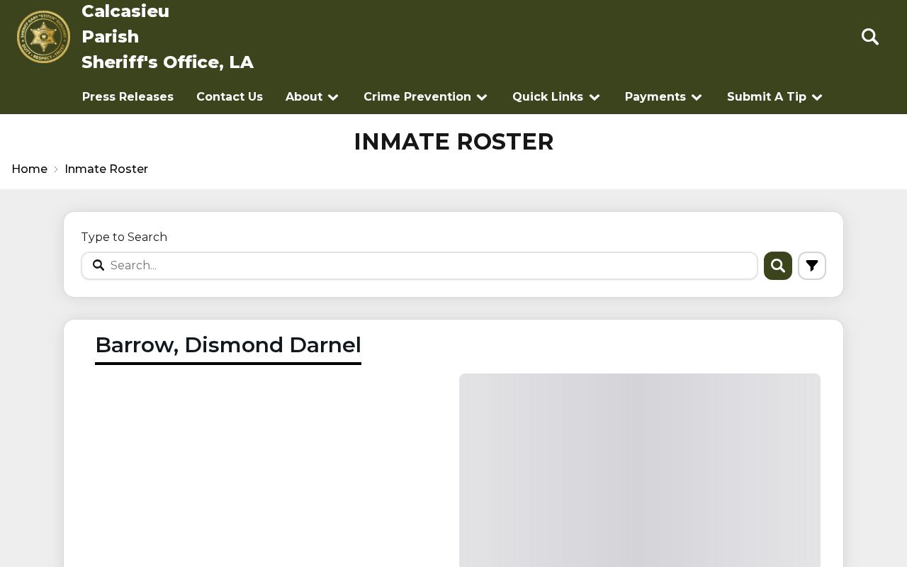 Calcasieu Parish arrest history inmate roster search