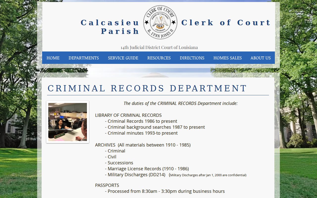 Calcasieu Parish criminal court cases information from the Clerk of Court