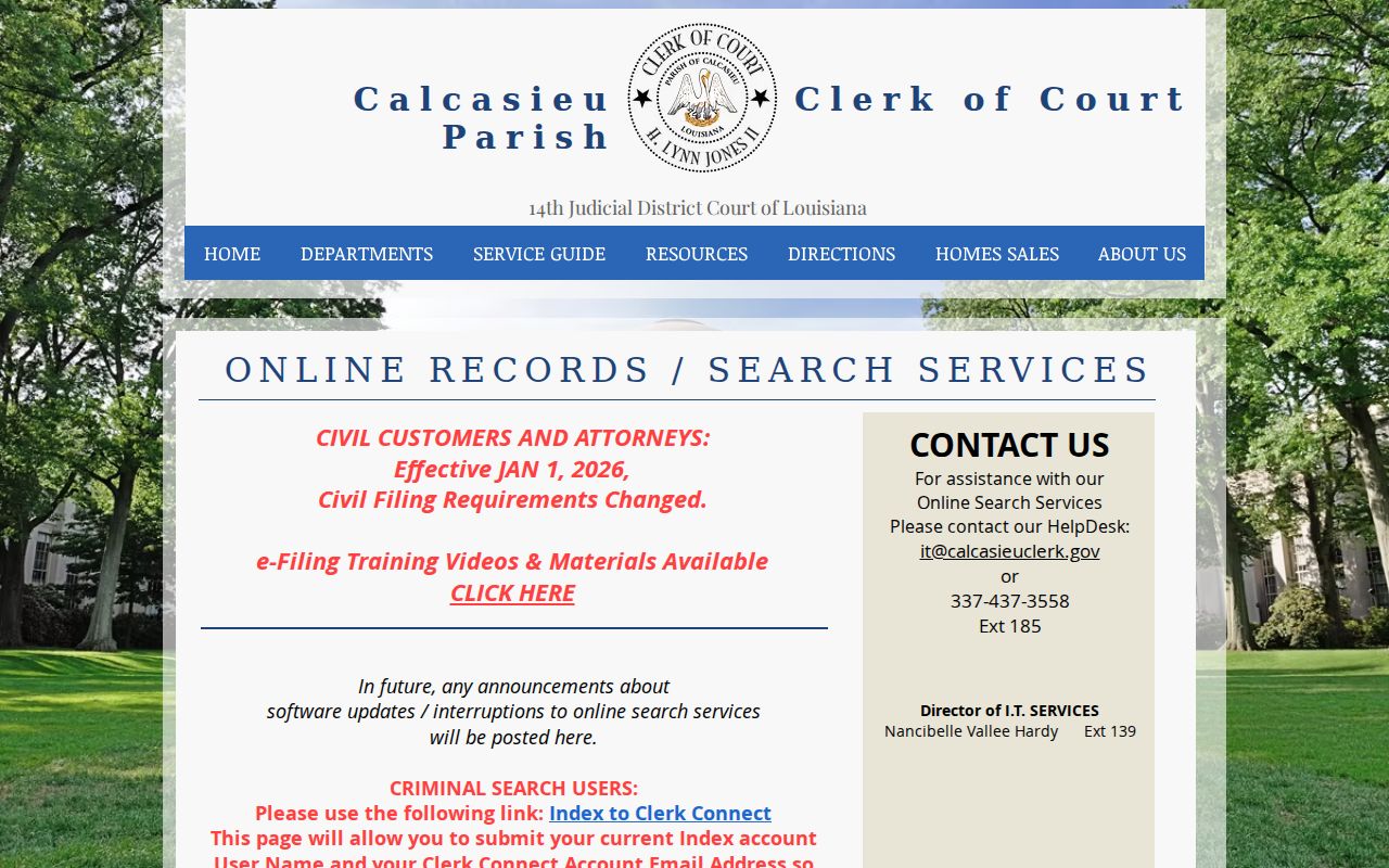 Calcasieu Parish criminal court case online search services
