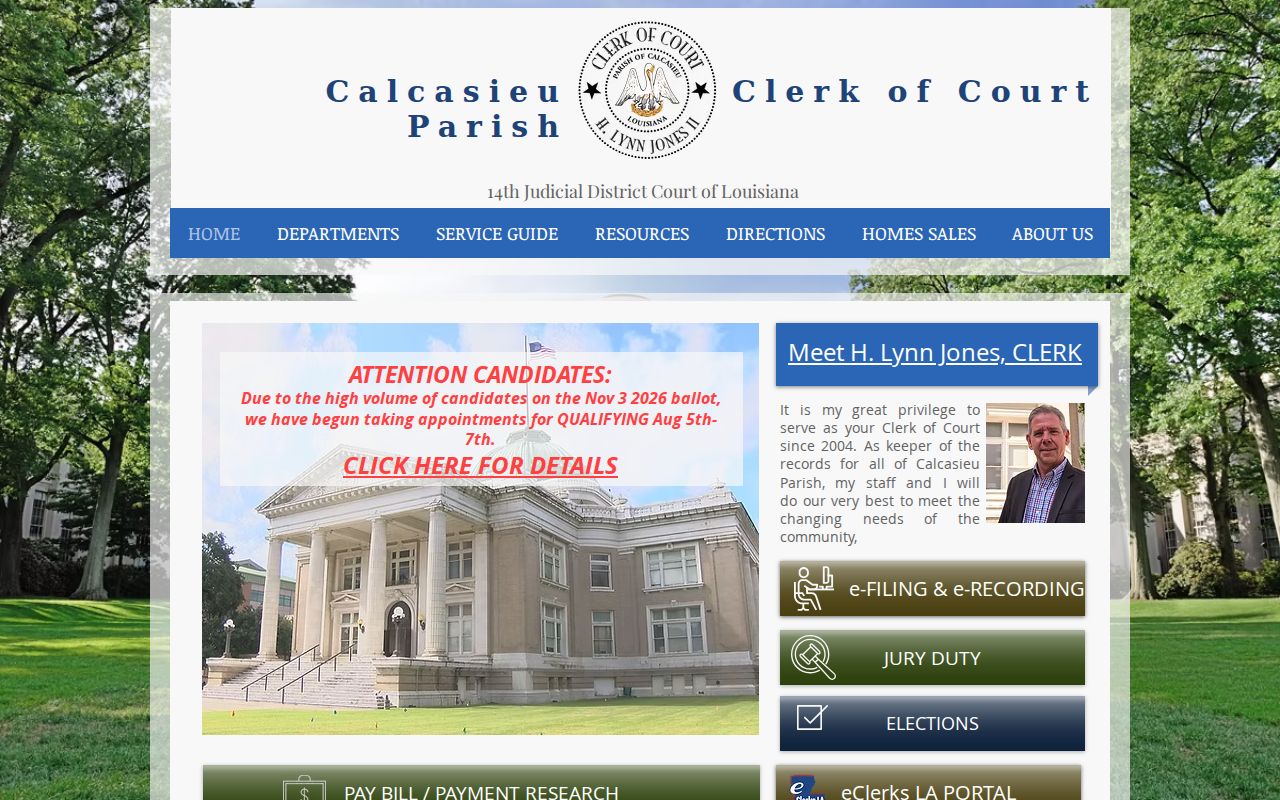 Calcasieu Parish criminal case records at the parish clerk