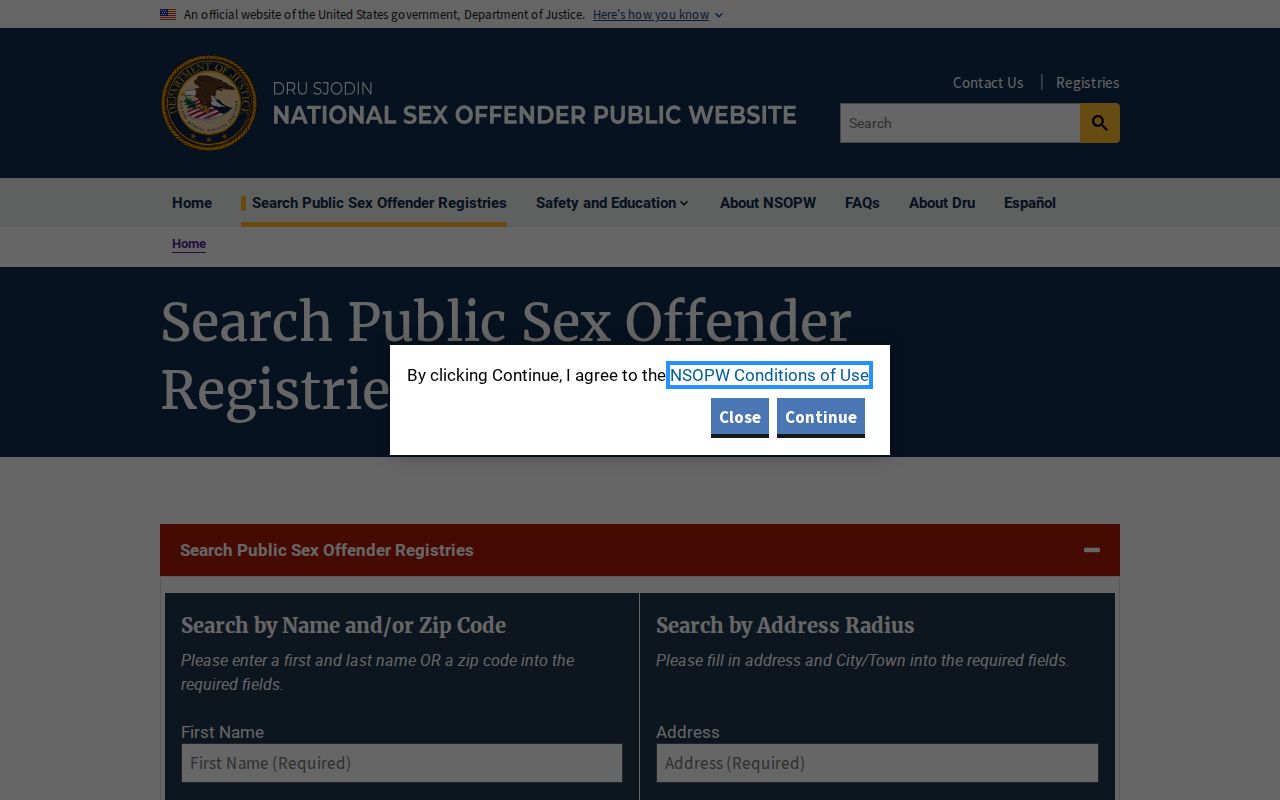 Calcasieu Parish sex offender check using the national NSOPW search