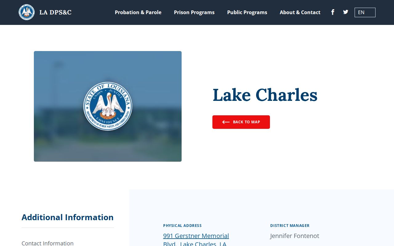 Lake Charles criminal history probation and parole office information