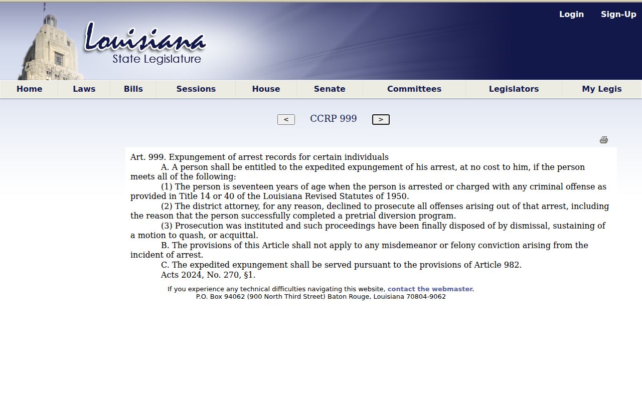 Sulphur criminal history Louisiana law source