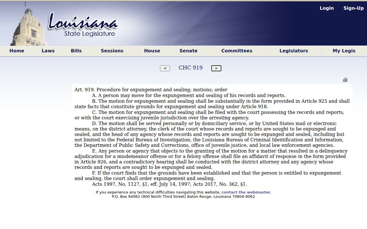 Westlake criminal history Louisiana supervision law source