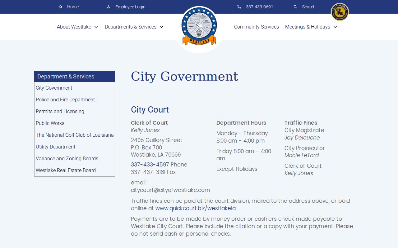 Westlake criminal history city government records contact